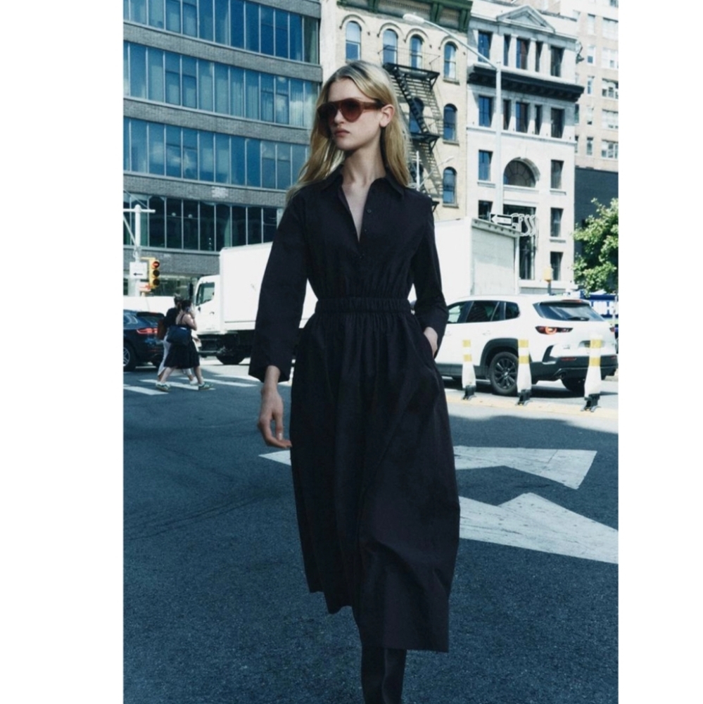 MIDI SHIRT DRESS ZW COLLECTION BLACK SIZE L